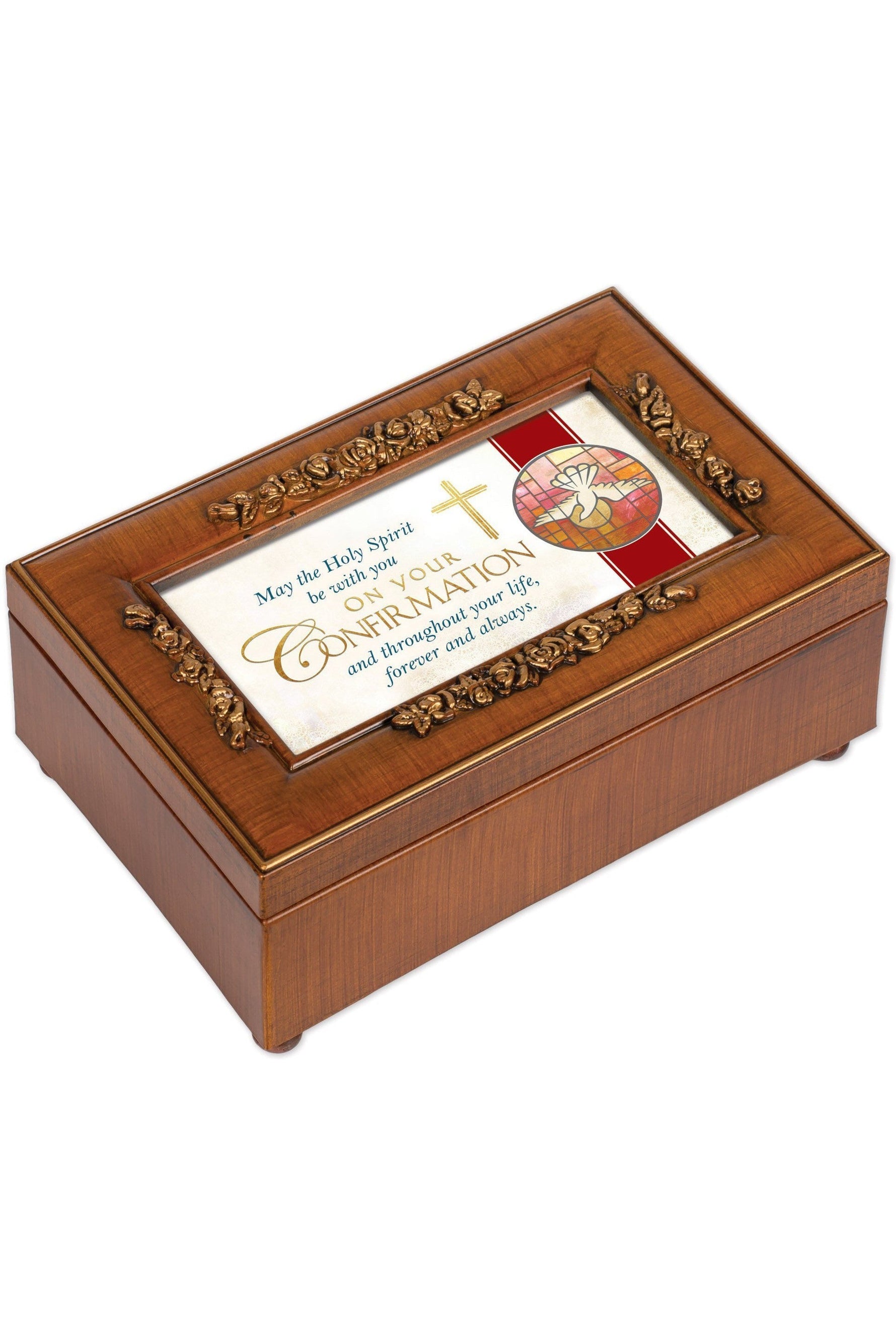 Petite Rose Wood Grain Music Box Confirmation- GPPMFLWGEAGLE-Inspirational Gifts-Cottage Garden-Michigan Church Supply