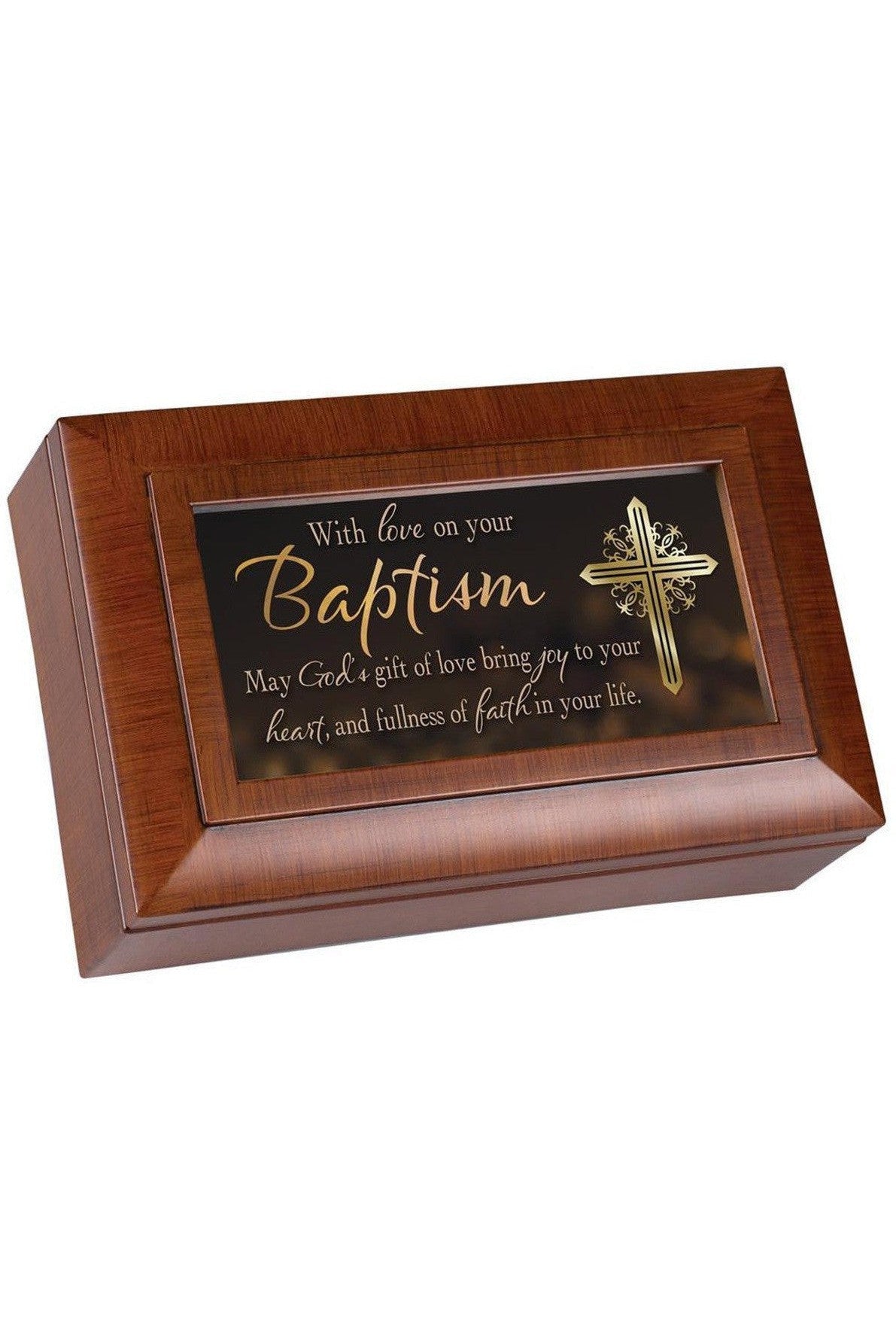 Petite Woodgrain Music Box Baptism- GPPMWGGRACE-Inspirational Gifts-Cottage Garden-Michigan Church Supply