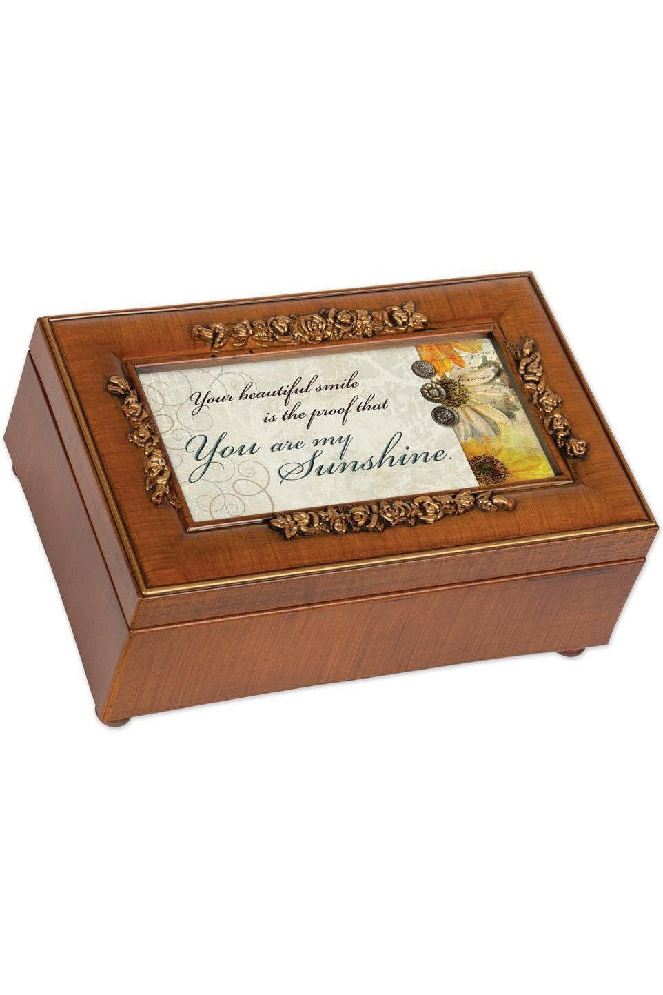 Petite Woodgrain Music Box - GPPMFLWGSUNSHINE-Inspirational Gifts-Cottage Garden-Michigan Church Supply