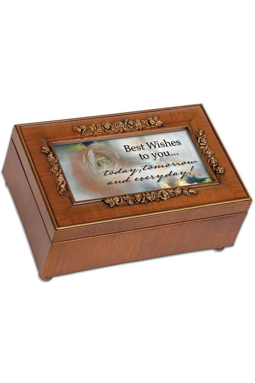 Petite Woodgrain Rose Music Box - GPPMFLWGWORLD-Inspirational Gifts-Cottage Garden-Michigan Church Supply