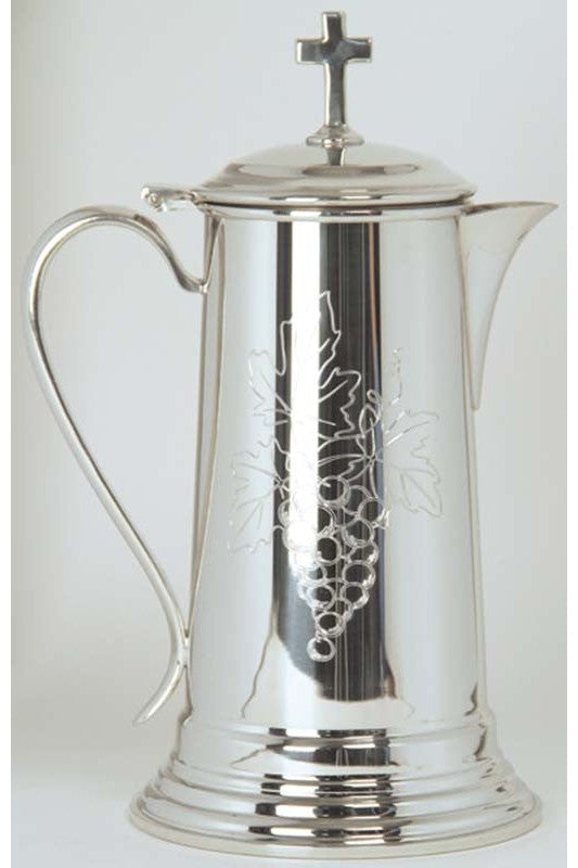 Pewter Flagon - MIK310-Church Life-Koley-24k Gold Plated-With Grape Design-Michigan Church Supply