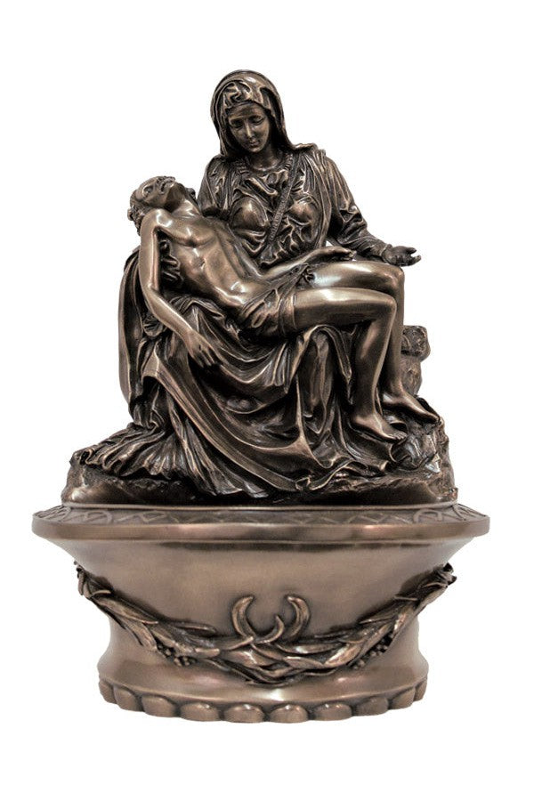 Pieta Font in bronze (standing or hanging) - ZWSR77684-Inspirational Gifts-Goldscheider of Vienna-Michigan Church Supply