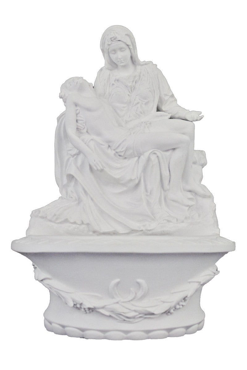 Pieta Font in white (standing or hanging) - ZWSR77684W-Inspirational Gifts-Goldscheider of Vienna-Michigan Church Supply