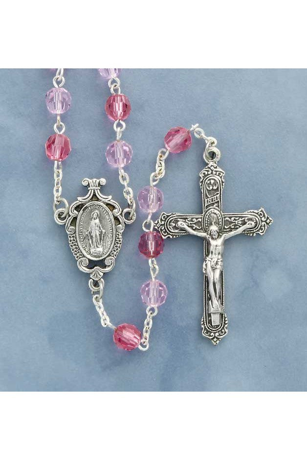 Pink Color Crystal Rosary - HX41624PK-Inspirational Gifts-Devon-Michigan Church Supply