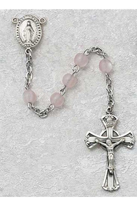 Pink Glass Rosary 3mm - UZ201DPKG-Inspirational Gifts-McVan-Michigan Church Supply