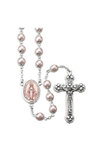 Pink Peal Capped 7mm bead Rosary - TA109RO-Inspirational Gifts-Hirten-Michigan Church Supply