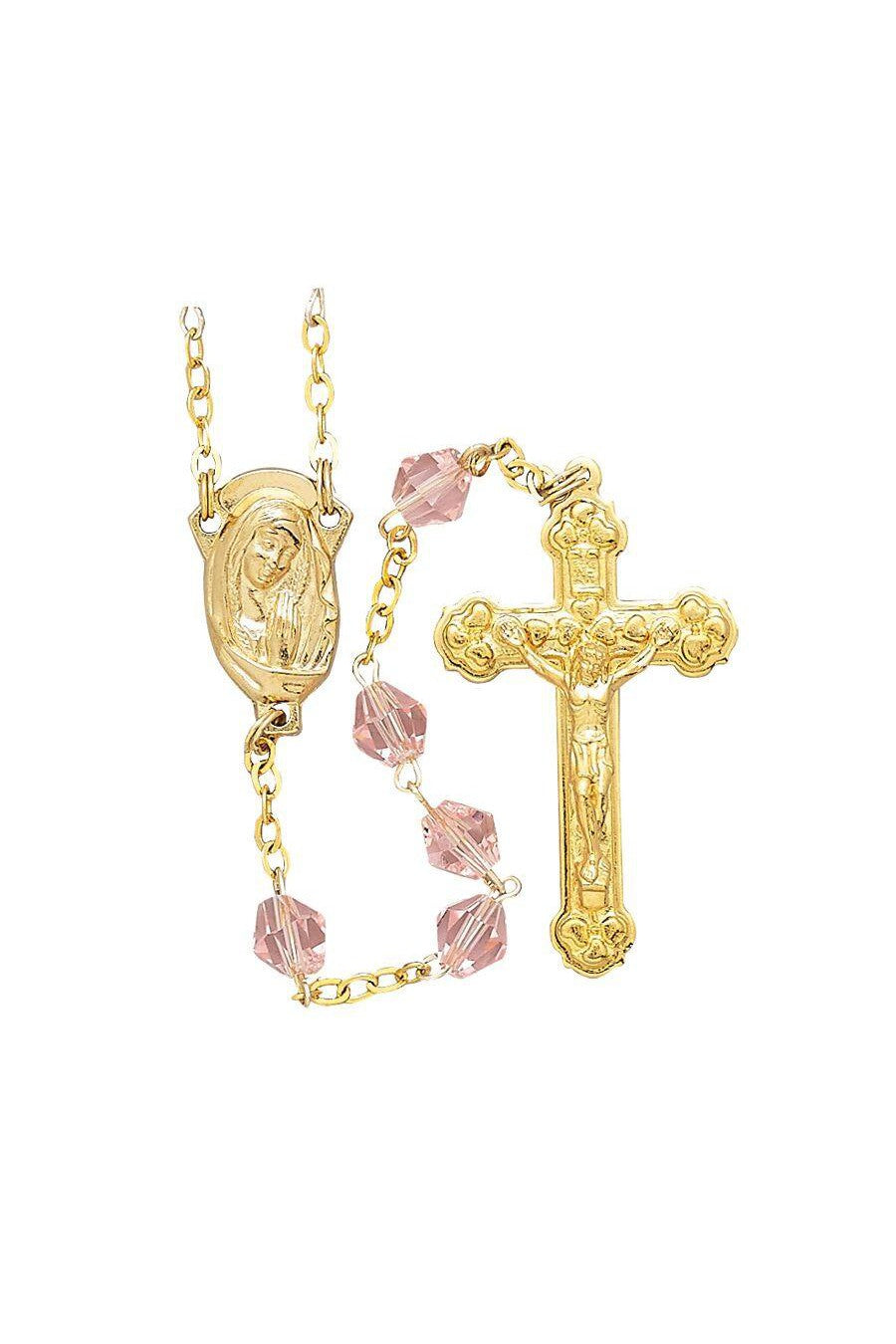 Pink with Gold Chain Rosary-WOSR3972ROJC-Inspirational Gifts-Singer-Michigan Church Supply