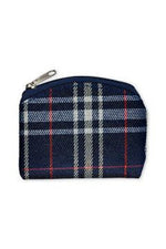 Plaid Rosary Pouch Tan/Dark Blue - TA1653-Inspirational Gifts-Hirten-dark blue-Michigan Church Supply