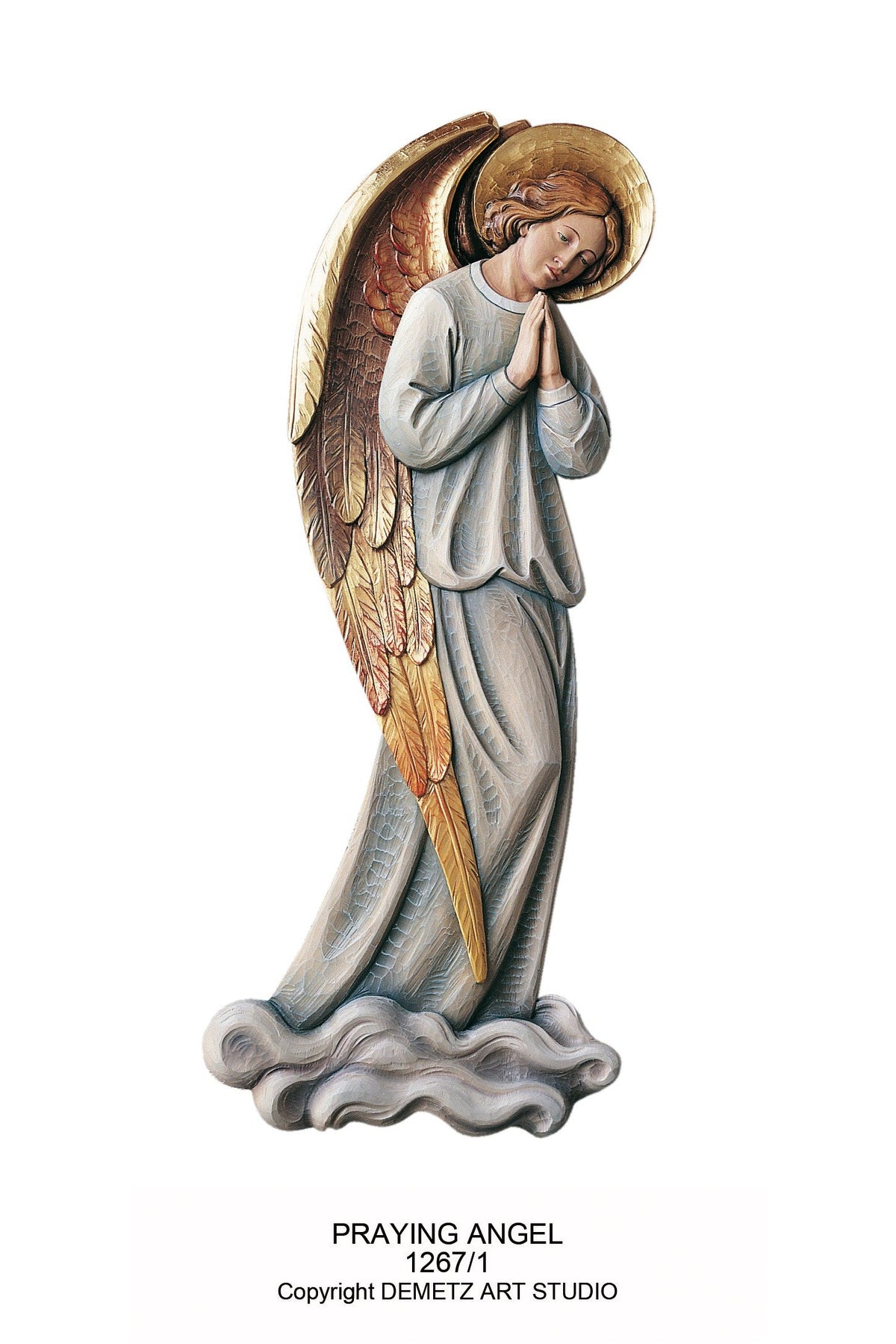 Praying Angel - High Relief - HD12671-Church Life-Demetz-Linden Wood 34"-Michigan Church Supply