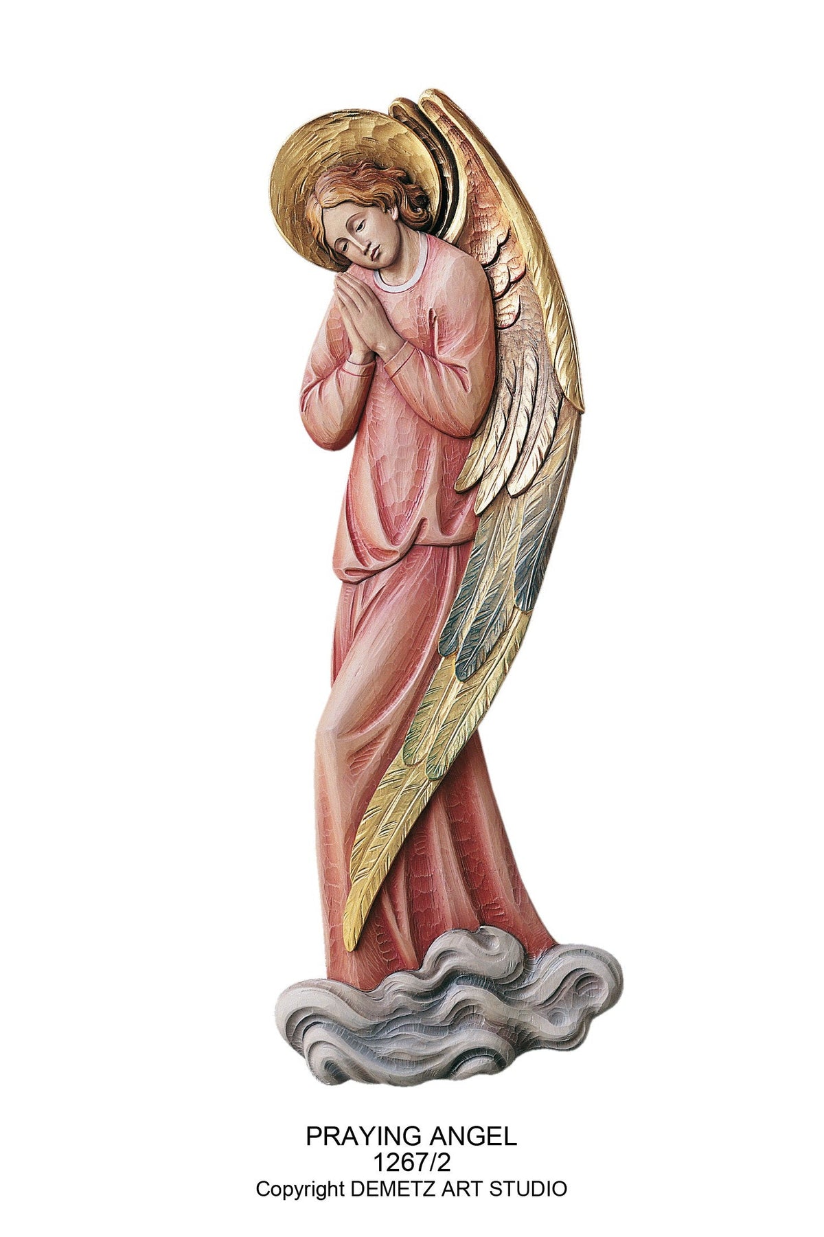 Praying Angel - High Relief - HD12672-Church Life-Demetz-Linden Wood 34"-Michigan Church Supply