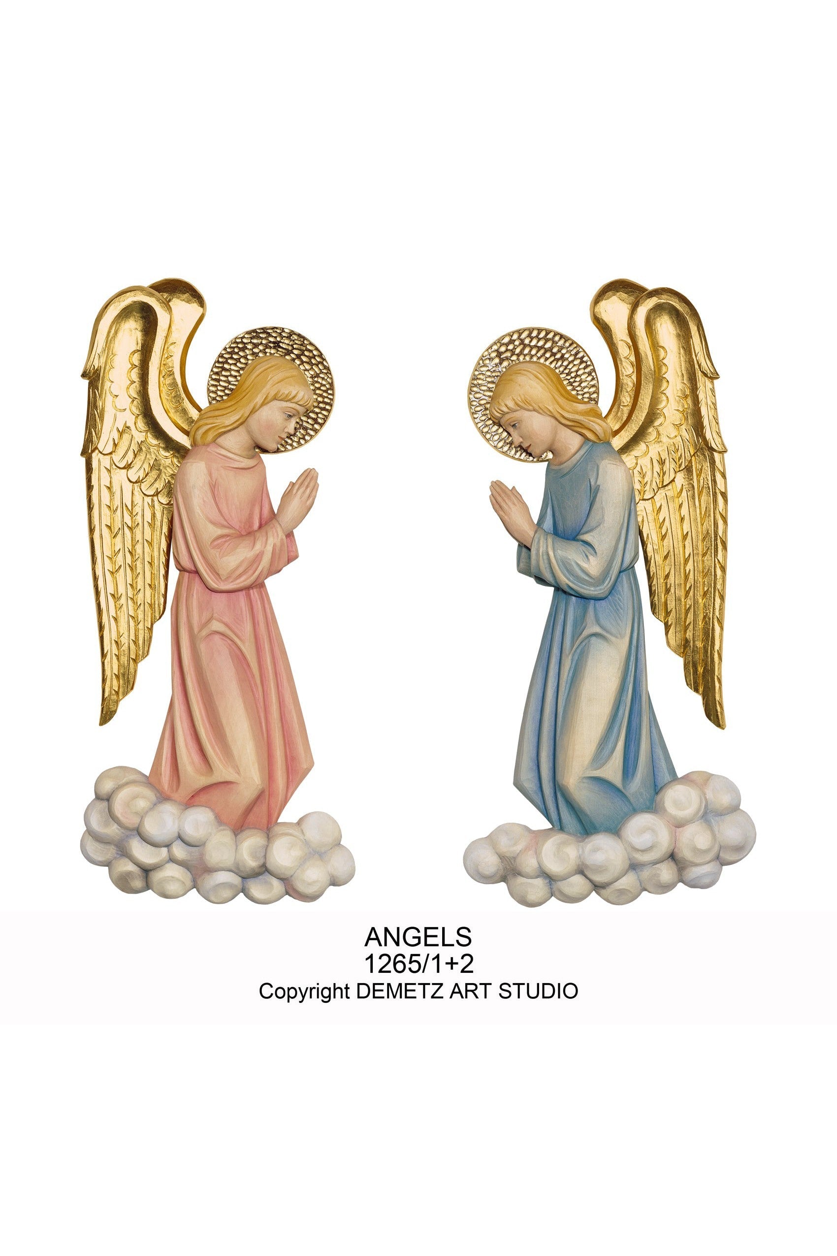 Praying Angels - High Relief - HD12651-Church Life-Demetz-Pink Angel-Michigan Church Supply