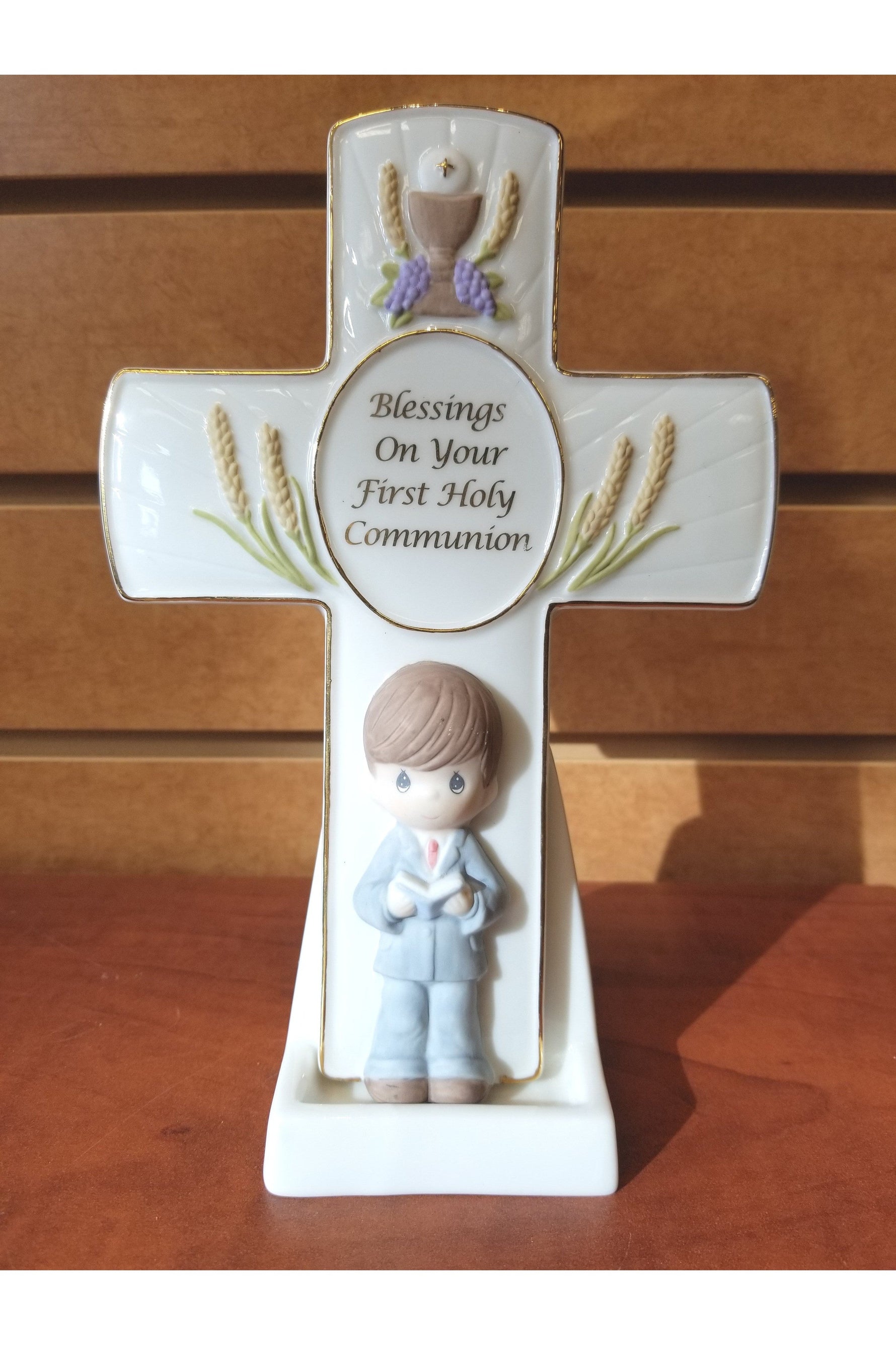 Precious Moments Communion Boy Wall Cross - ZK844033-Inspirational Gifts-Precious Moments-Michigan Church Supply