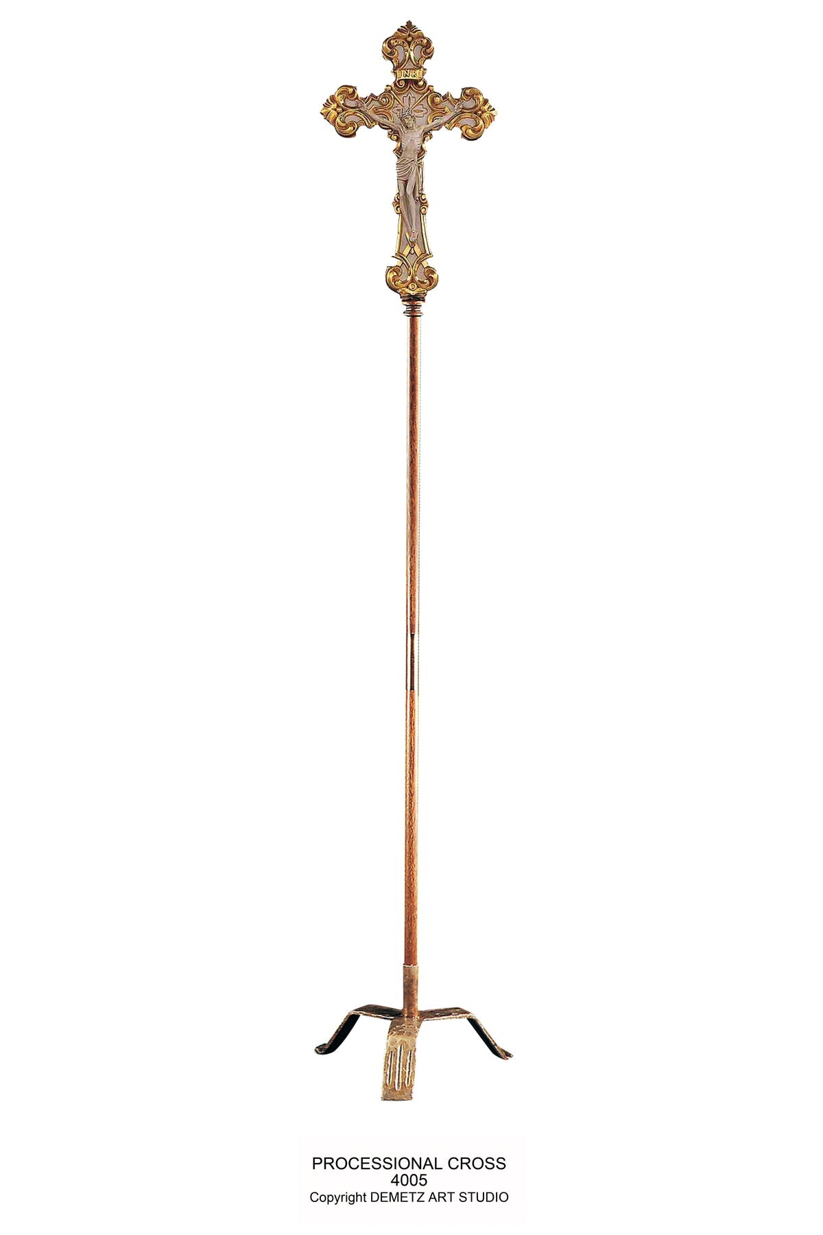 Processional Cross - Baroque Style - HD4005-Church Life-Demetz-Cross-Michigan Church Supply