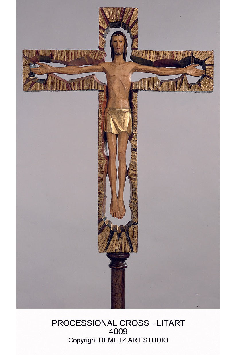 Processional Cross - Lit art - HD4009-Church Life-Demetz-Cross-Michigan Church Supply