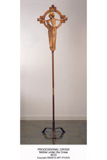 Processional Cross - Madonna Under The Cross - HD4010-Church Life-Demetz-Cross-Michigan Church Supply