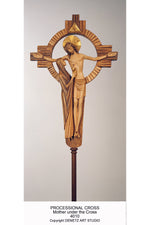 Processional Cross - Madonna Under The Cross - HD4010-Church Life-Demetz-Cross-Michigan Church Supply