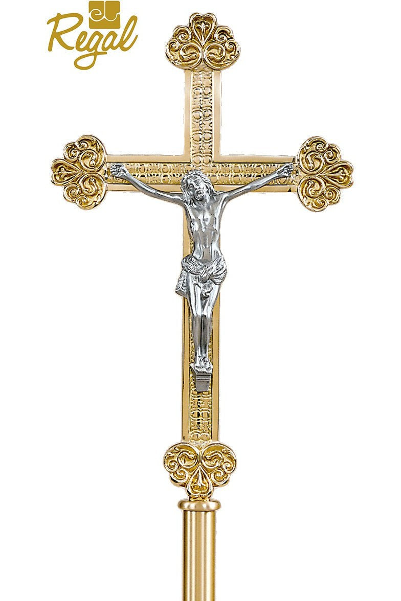 Processional Cross - QF29PC52-Church Life-Empire Bronze-High Polish-Michigan Church Supply