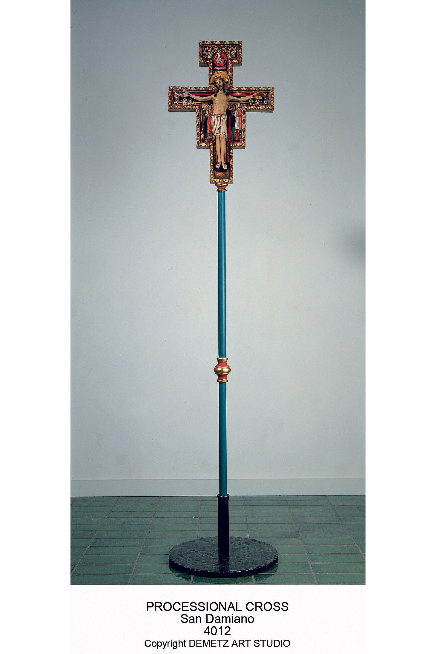 Processional Cross - San Damiano - HD4012-Church Life-Demetz-Cross-Michigan Church Supply