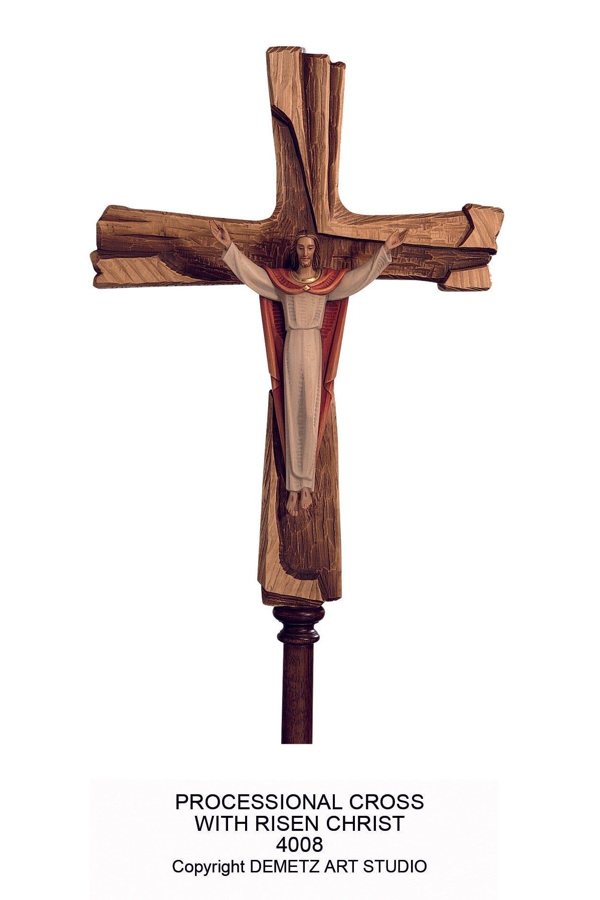 Processional Cross with Risen Christ - HD4008-Church Life-Demetz-Cross-Michigan Church Supply