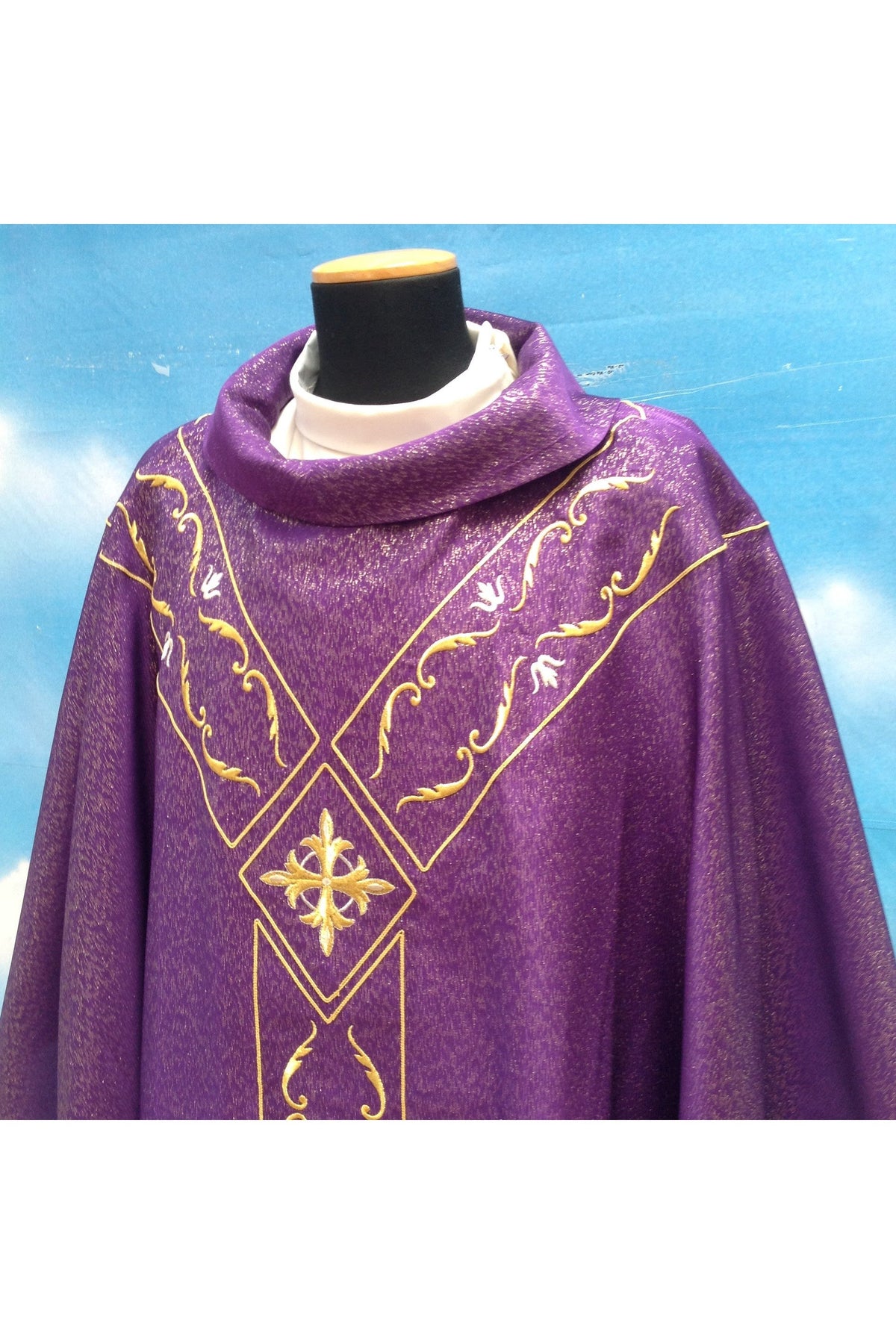 Purple Bethania Chasuble with roll collar - SO655P-Church Life-Solivari-Michigan Church Supply