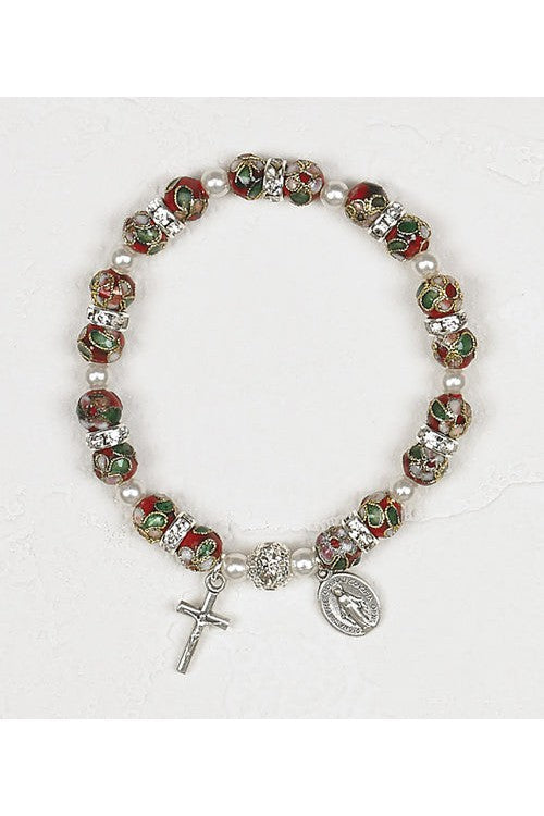 Red Cloisonne Nativity Stretch Bracelet - NP108163253-Inspirational Gifts-Lumen Mundi-Michigan Church Supply