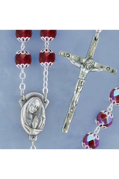 Red Crystal Rosary - HX385RB-Inspirational Gifts-Devon-Michigan Church Supply