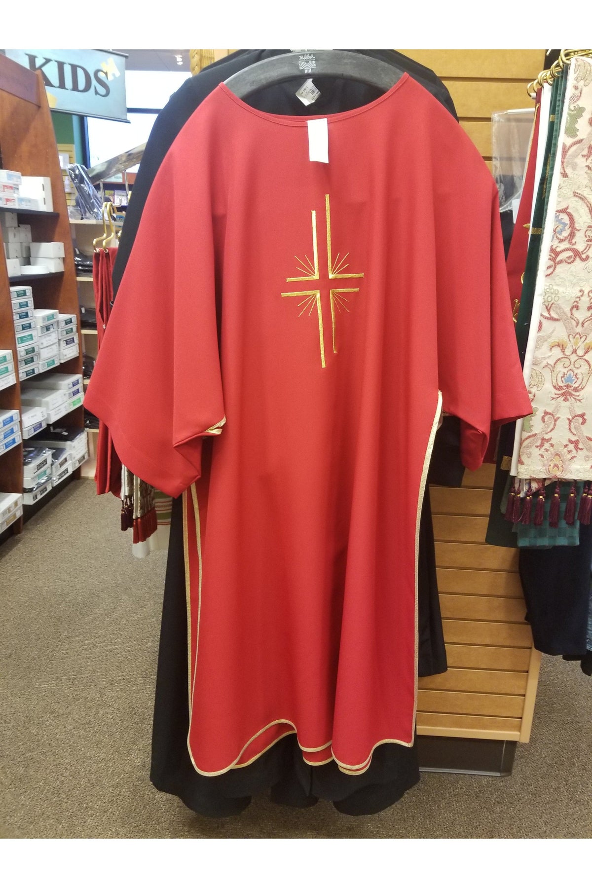 Red Dalmatic with Gold Cross - SO881 DALMATIC R-Church Life-Solivari-Michigan Church Supply