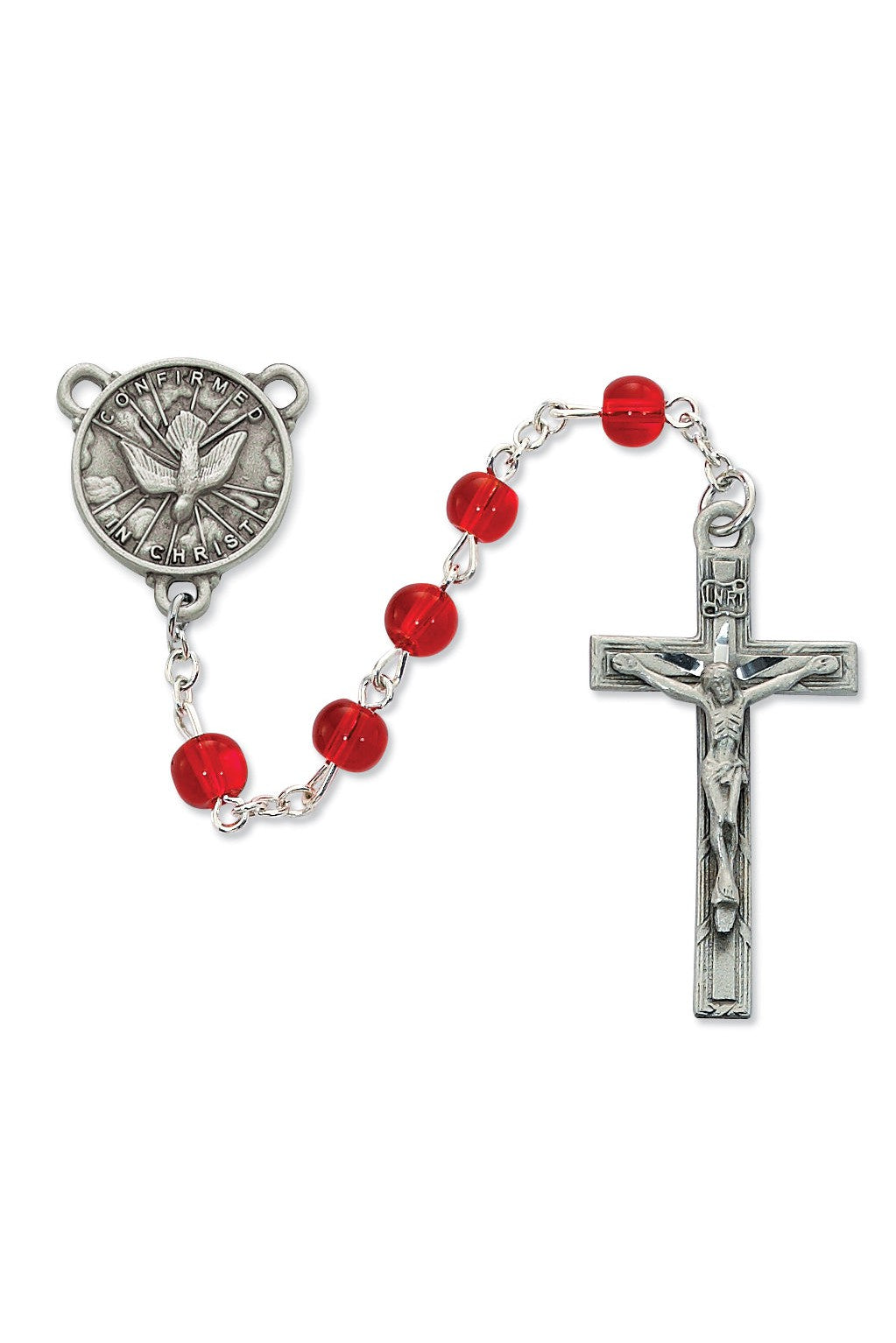 Red Glass Holy Spirit Rosary - UZR440DF-Inspirational Gifts-McVan-Michigan Church Supply