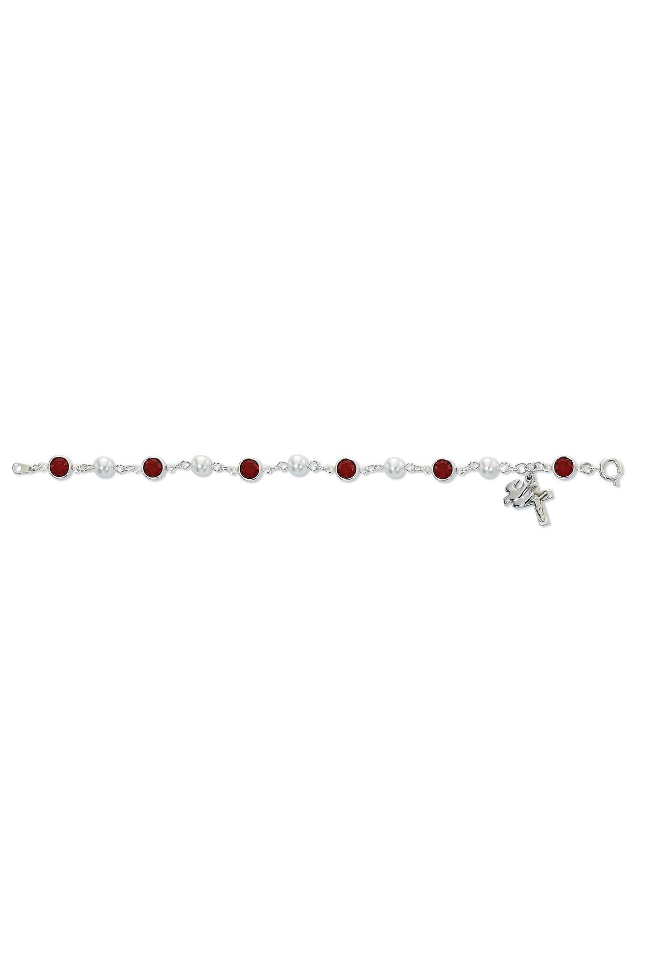 Red and White Bracelet with Dove and Crucifix - UZBR269D-Inspirational Gifts-McVan-Michigan Church Supply