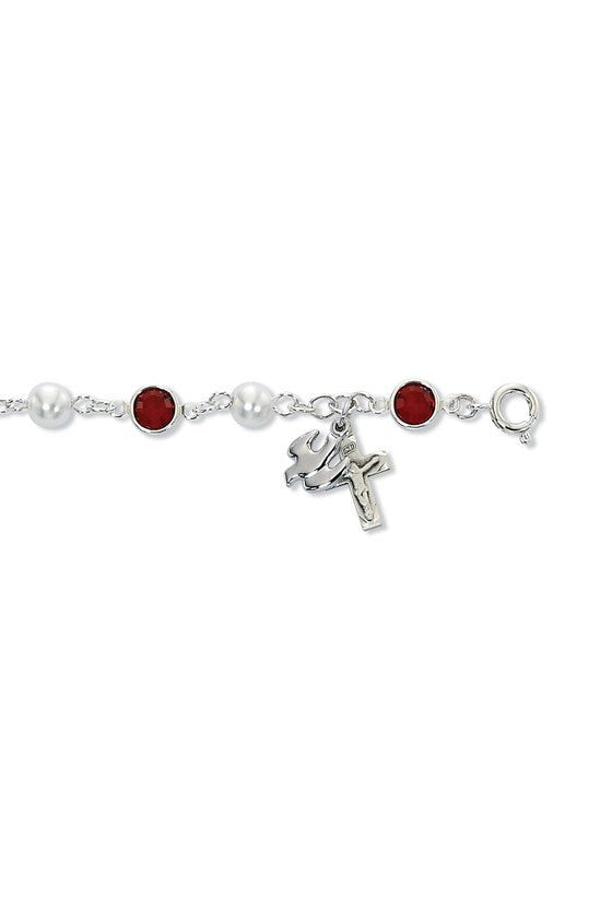 Red and White Bracelet with Dove and Crucifix - UZBR269D-Inspirational Gifts-McVan-Michigan Church Supply