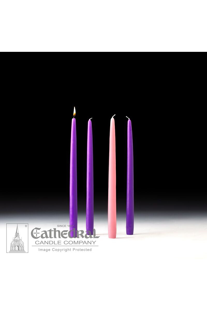 Replacement Advent Tapers for the Home - 4 Piece Sets - 3 Purple, 1 Rose - GG82712001-Inspirational Gifts-Cathedral Candle-Michigan Church Supply