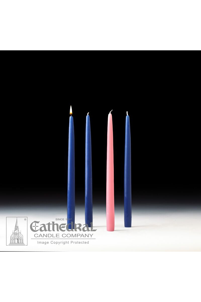 Replacement Advent Tapers for the Home - 4 Piece Sets - 3 Sarum Blue, 1 Rose - GG82712901-Inspirational Gifts-Cathedral Candle-Michigan Church Supply