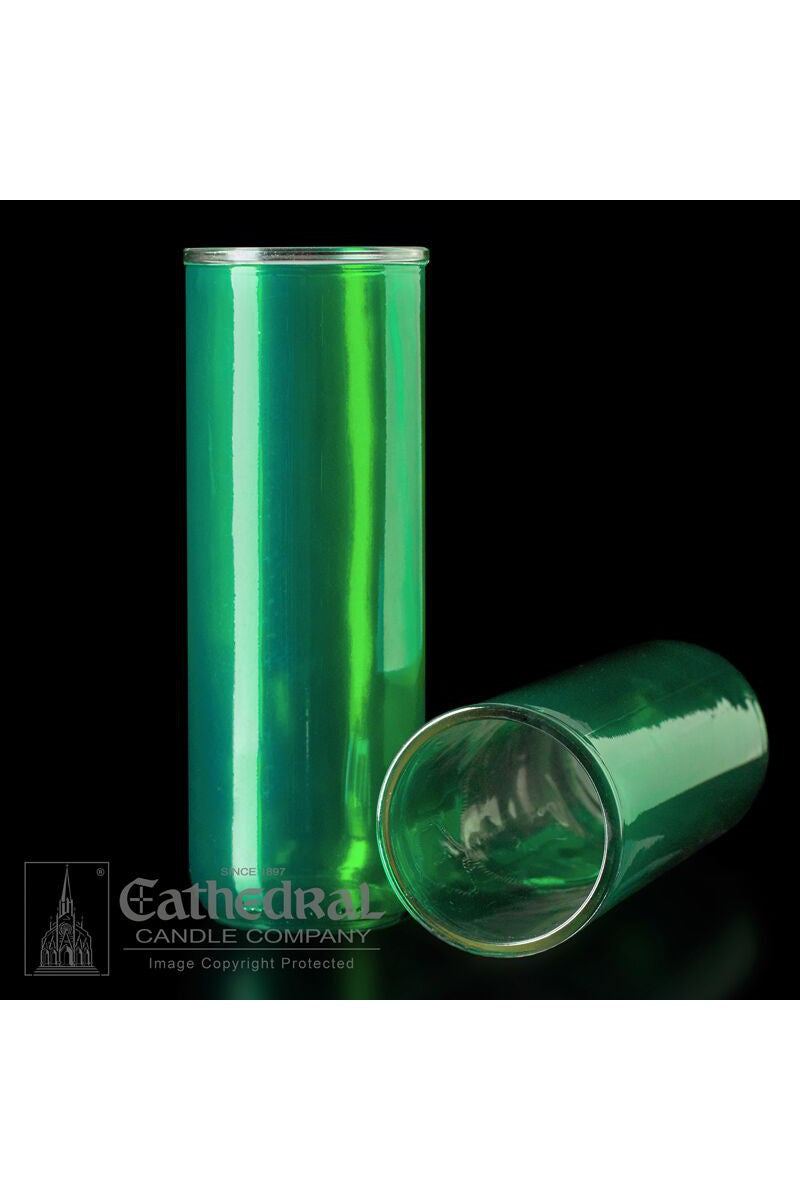 Reusable Glass Globes - Green (5,6,7-Day) - UM1615-49-Church Life-Cathedral Candle-Michigan Church Supply