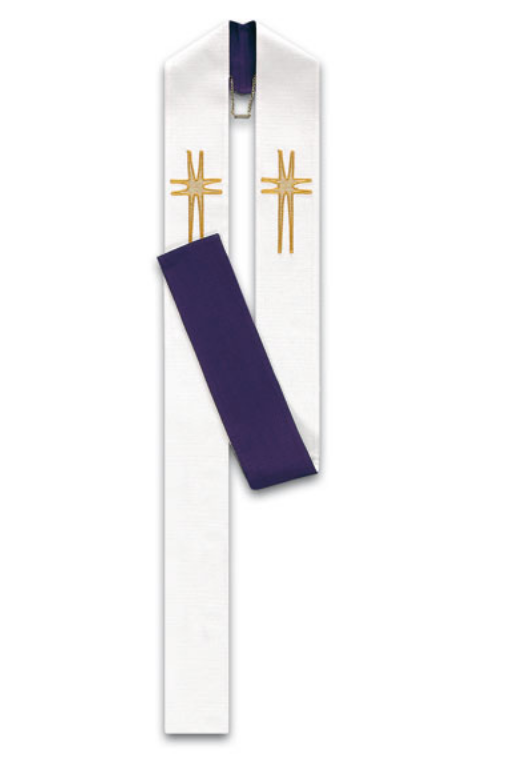 Reversible Overlay Stole - White/Purple - WN51-3806-Church Life-Art Studio Slabbinck-Michigan Church Supply