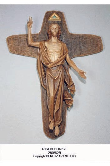 Risen Christ - 3/4 Relief plus cross - HD28062B-Church Life-Demetz-Michigan Church Supply