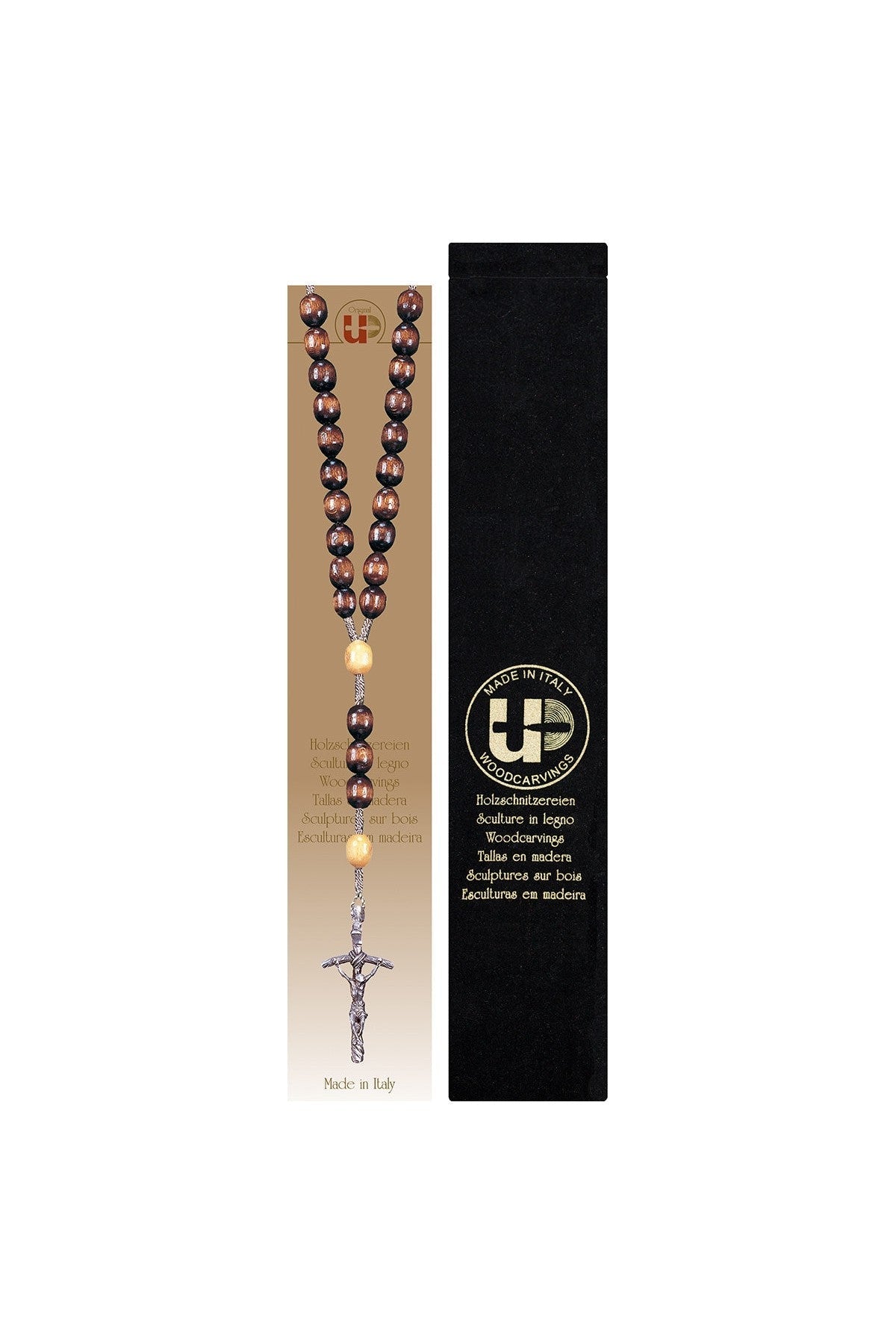 Rosary Exclusive Brown with Wood-tone - YK400122S-Inspirational Gifts-Ulrich-Michigan Church Supply