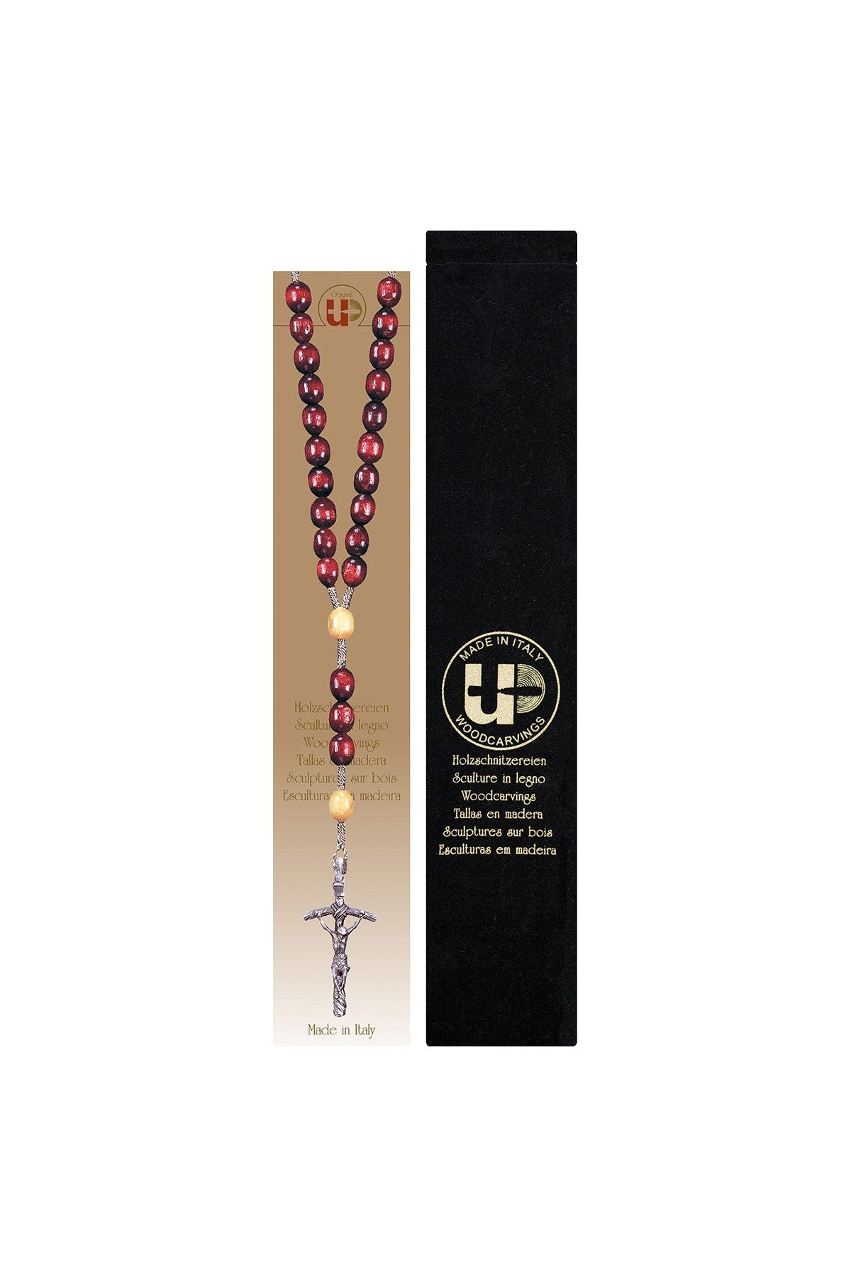 Rosary Exclusive Red with Wood-tone - YK400123S-Inspirational Gifts-Ulrich-Michigan Church Supply