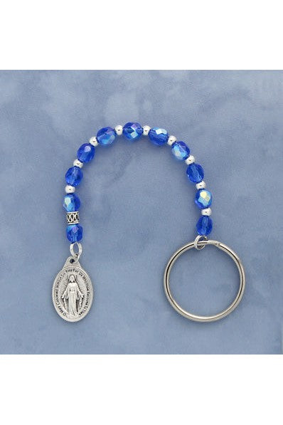 Rosary Keychain - HX26230-Inspirational Gifts-Devon-Sapphire Blue-Michigan Church Supply