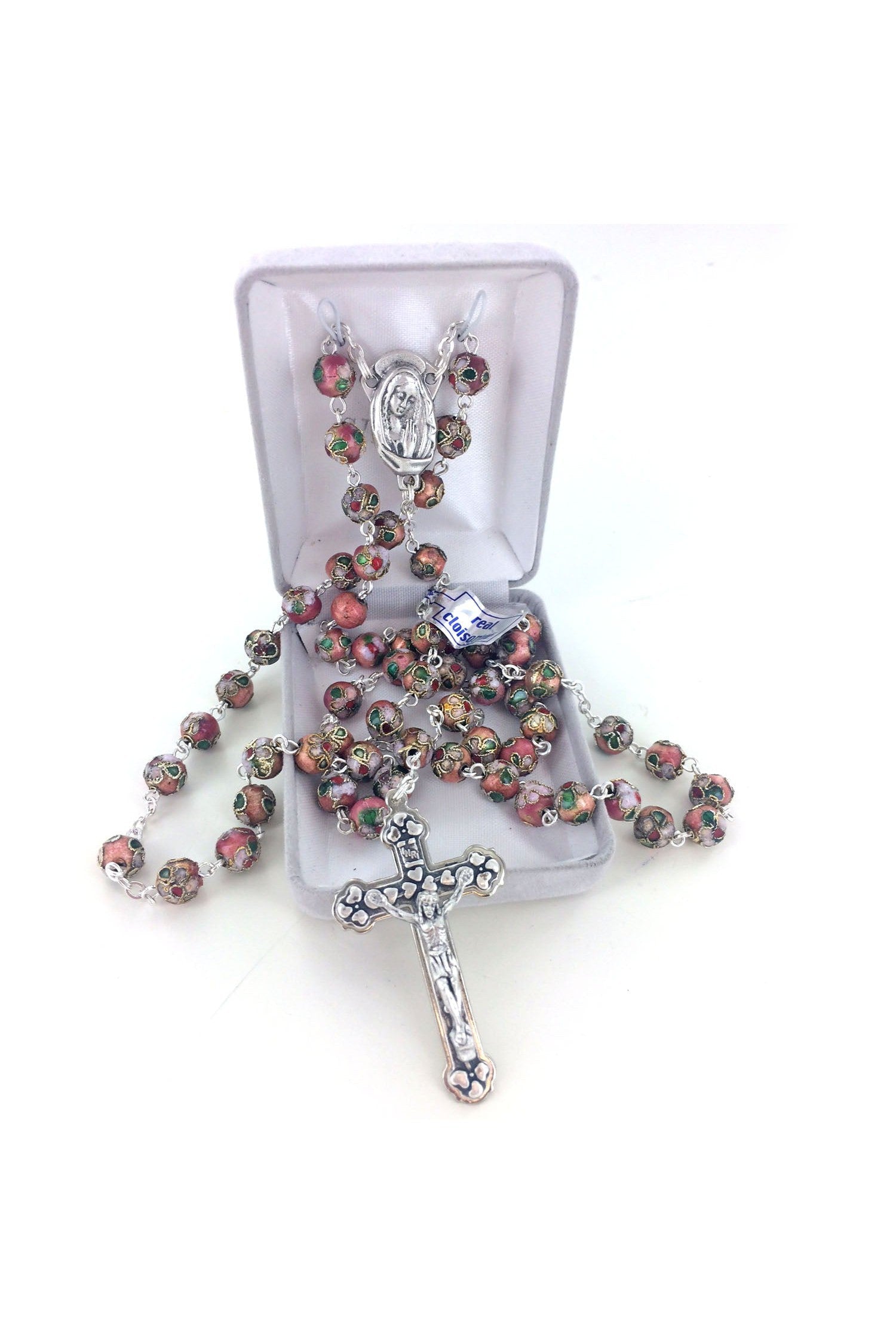 Rose Cloisonne Rosary - WOSR3998ROJC-Inspirational Gifts-Singer-Michigan Church Supply