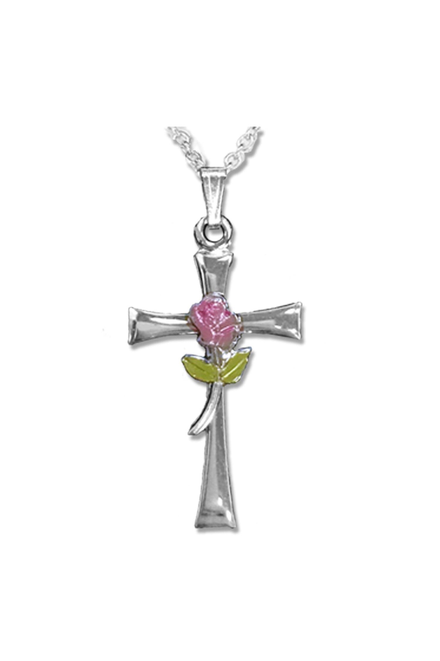 Rose Cross Necklace - WOSX9674SH-Inspirational Gifts-Singer-Michigan Church Supply