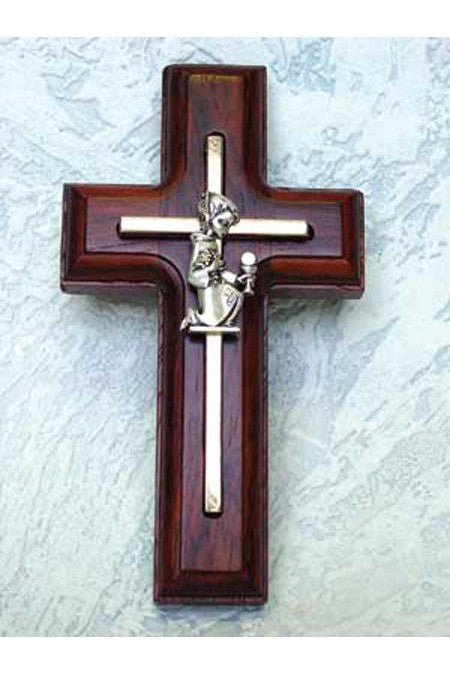 Rosewood Cross with Girl - HX17308-Inspirational Gifts-Devon-Michigan Church Supply