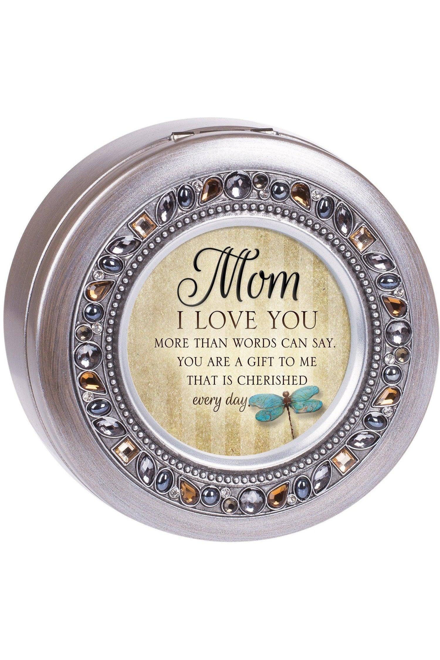 Round Jeweled Silver Music Box Mom - GPRJSGBWORLDM-Inspirational Gifts-Cottage Garden-Michigan Church Supply