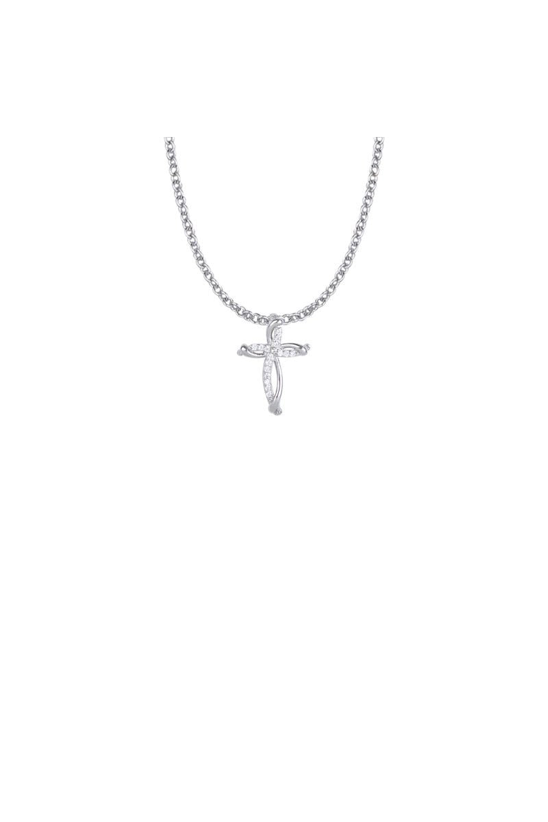 SHSterling Silver Crystal Bow Cross Necklace - WOSX-Inspirational Gifts-Singer-Michigan Church Supply