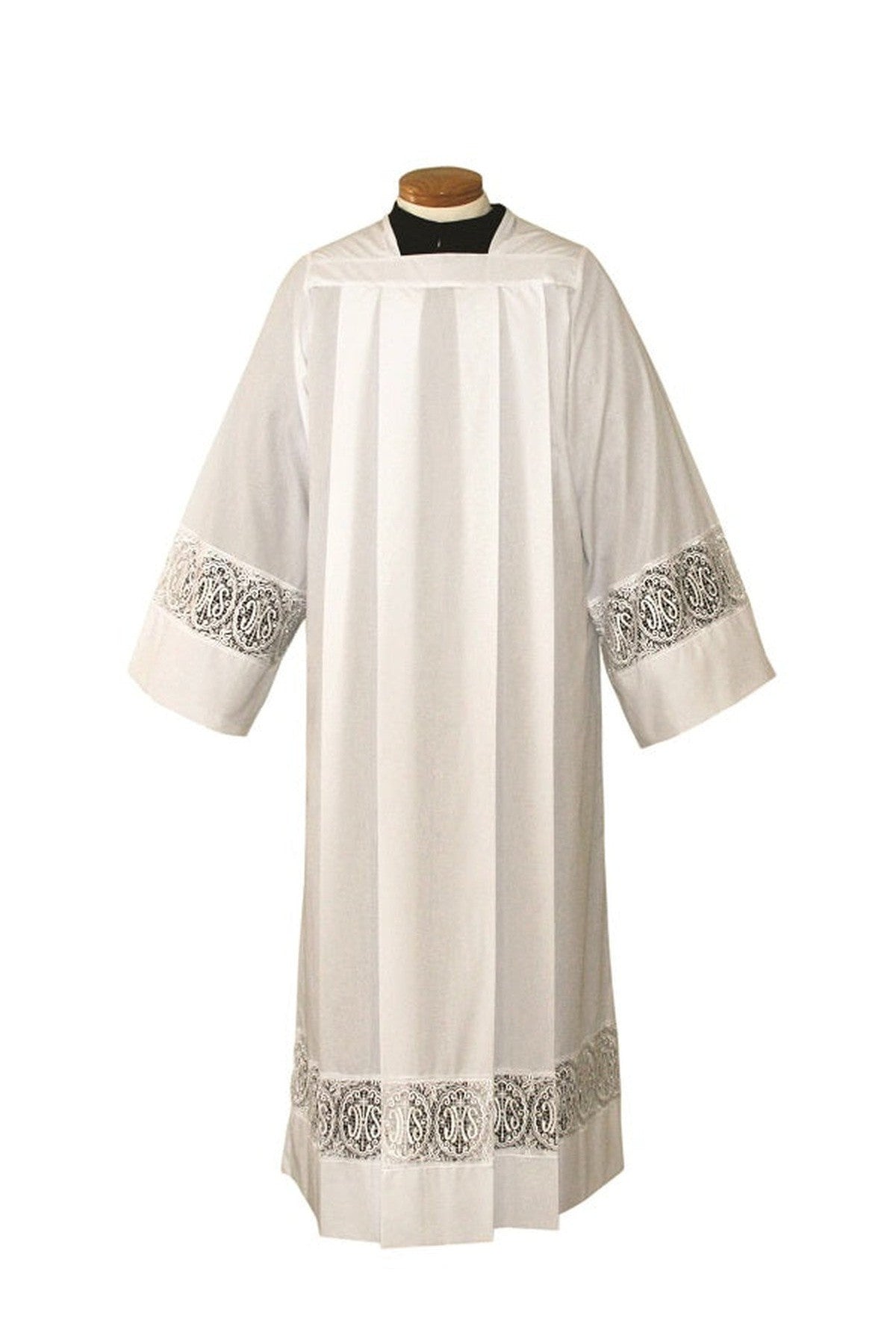 SL4215A Kodel/Cotton Surplice Alb with IHS Lace-Church Life-Beau Veste-X-Small-Michigan Church Supply