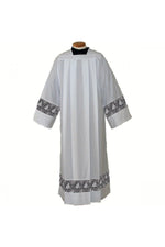 SL4215B Kodel/Cotton Surplice Alb with Alpha Omega Lace-Church Life-Beau Veste-X-Small-Michigan Church Supply