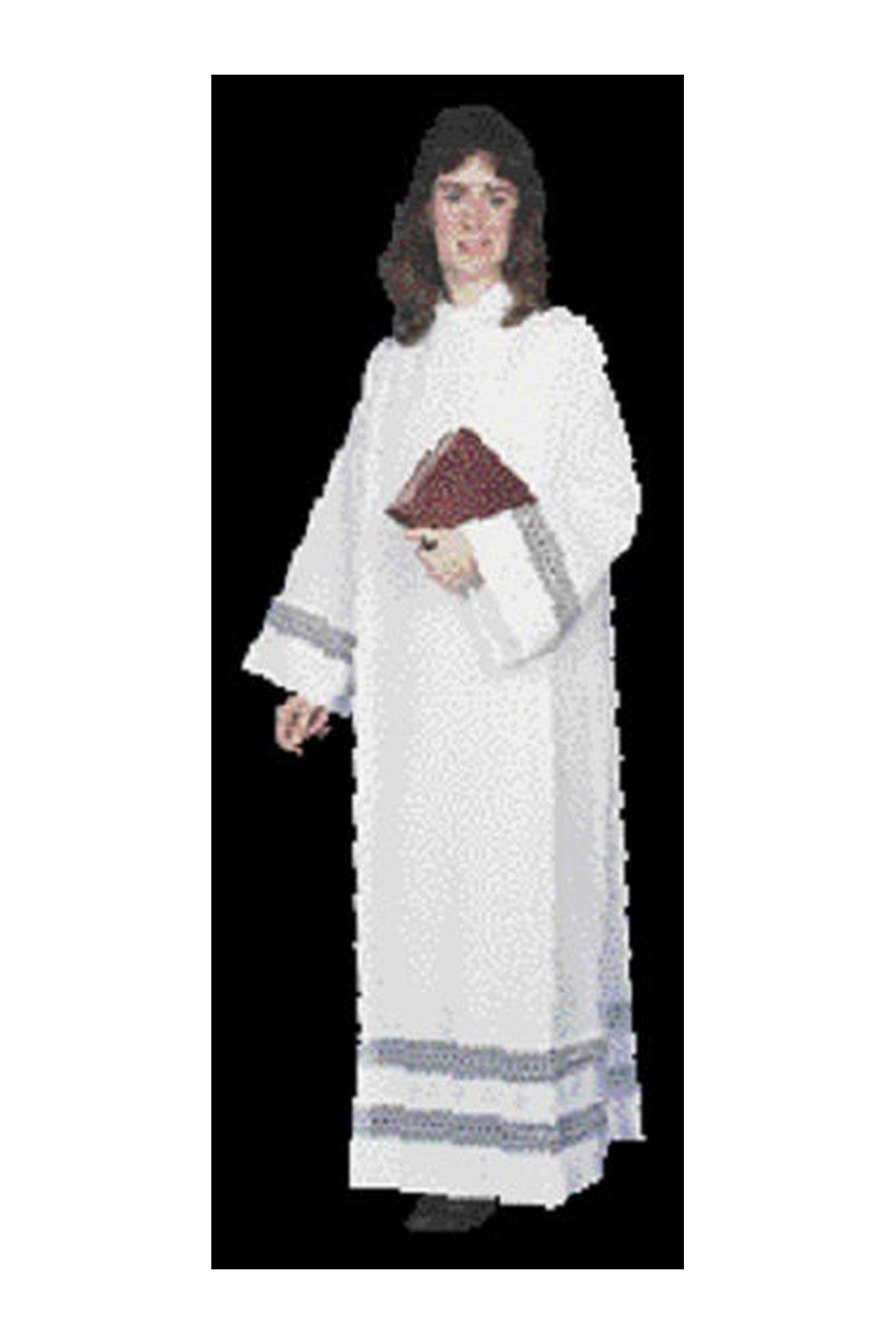 SL4995 Polyester Linen Alb w/ 2" Lace Bands (Women's)-Church Life-Beau Veste-Size 8-Michigan Church Supply