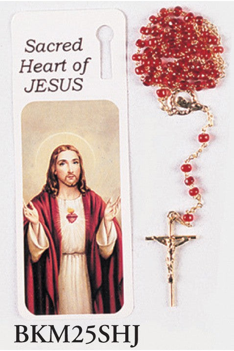 Sacred Heart of Jesus Bookmark with Rosary - WSBKM25SHJ-Inspirational Gifts-San Francis-Michigan Church Supply