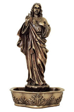 Sacred Heart of Jesus bronze font - ZWSR77863-Inspirational Gifts-Goldscheider of Vienna-Michigan Church Supply