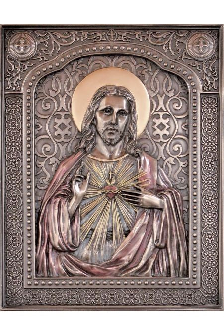 Sacred Heart of Jesus wall plaque - ZWSR77831-Inspirational Gifts-Goldscheider of Vienna-Michigan Church Supply