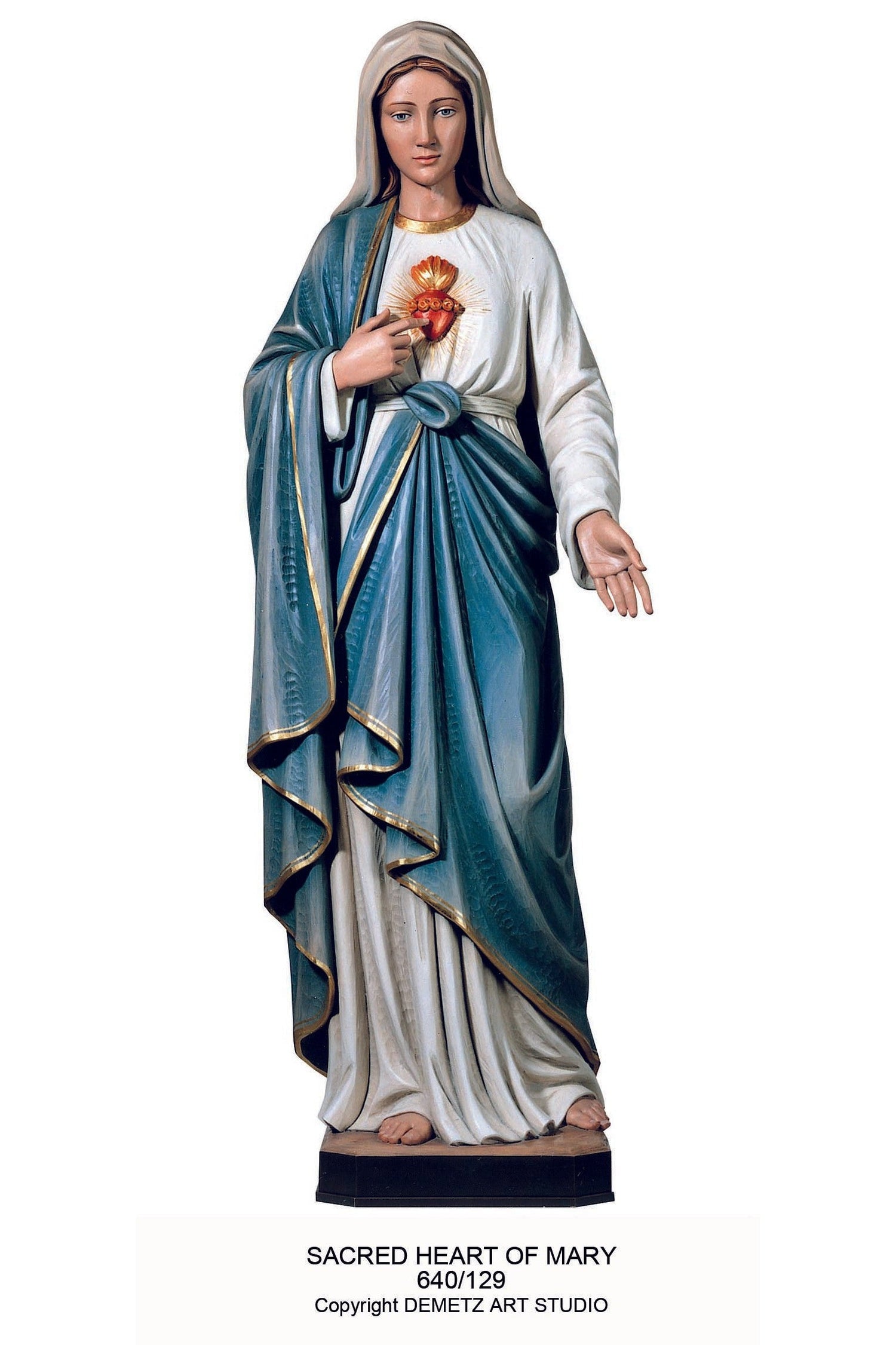 Sacred Heart of Mary - HD640129-Church Life-Demetz-Fiberglass 48"-Michigan Church Supply